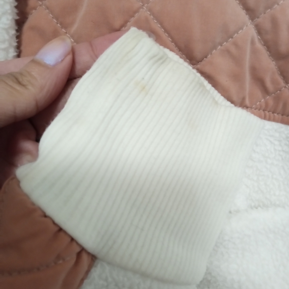 Abercrombie & Fitch Asymmetrical Snap-Up Fleece Jacket Pink White Size Small - Picture 12 of 12